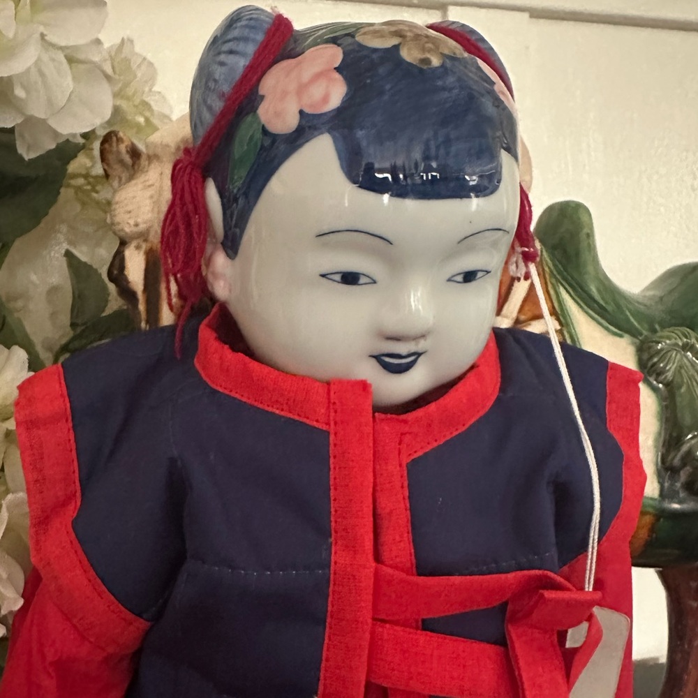 Vintage Asian Lady 24” decorative rag doll